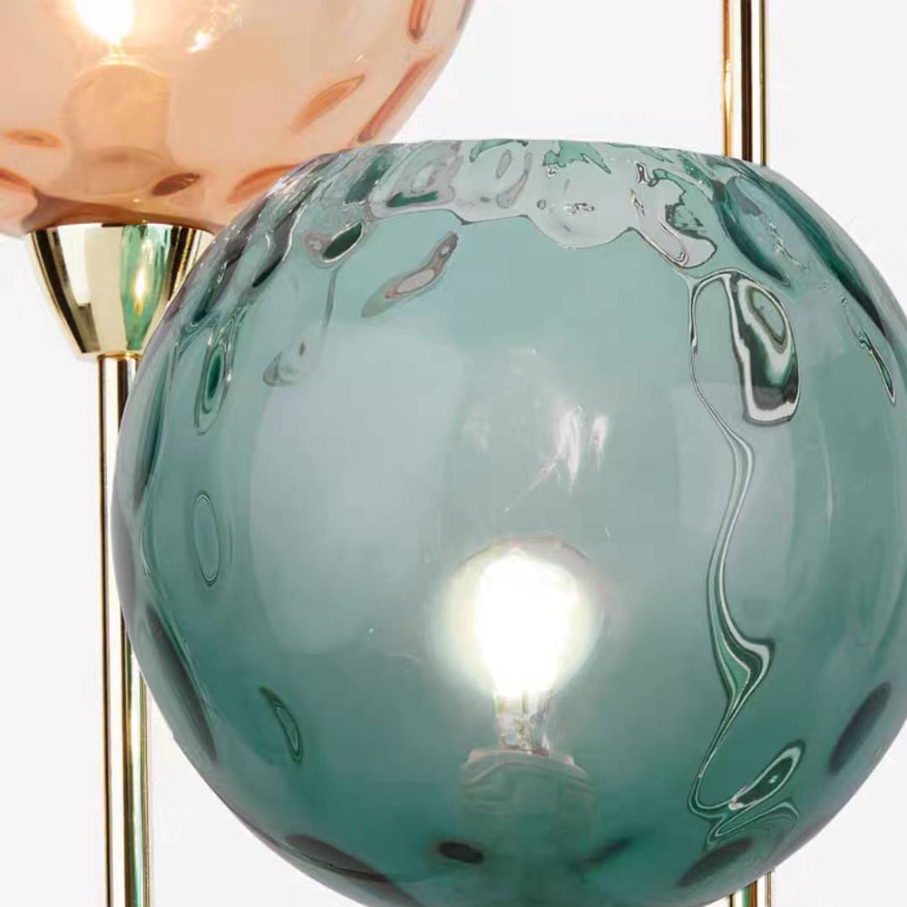 Valentina Lampadaire Boule Moderne, Métal/Verre Mat, Rouge-Gris/Orange-Bleu, Salon - Neutralighting