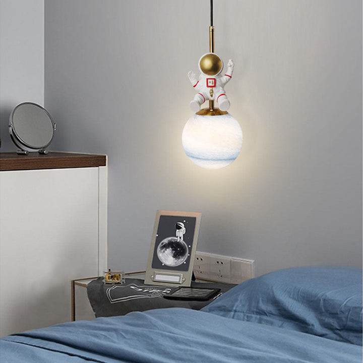 Aria Suspesion Globe Moderne, Metal/Verre, Blanc/Bleu, Chambre - Neutralighting