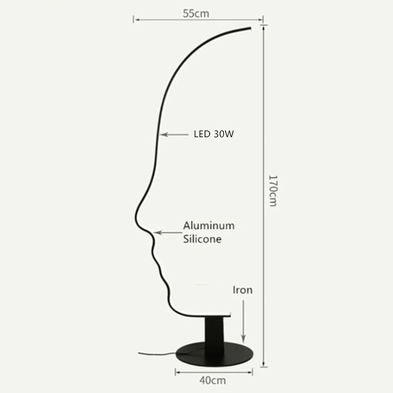 Ray Lampe sur pied Led visage de humain postmoderne pour la chambre - Neutralighting