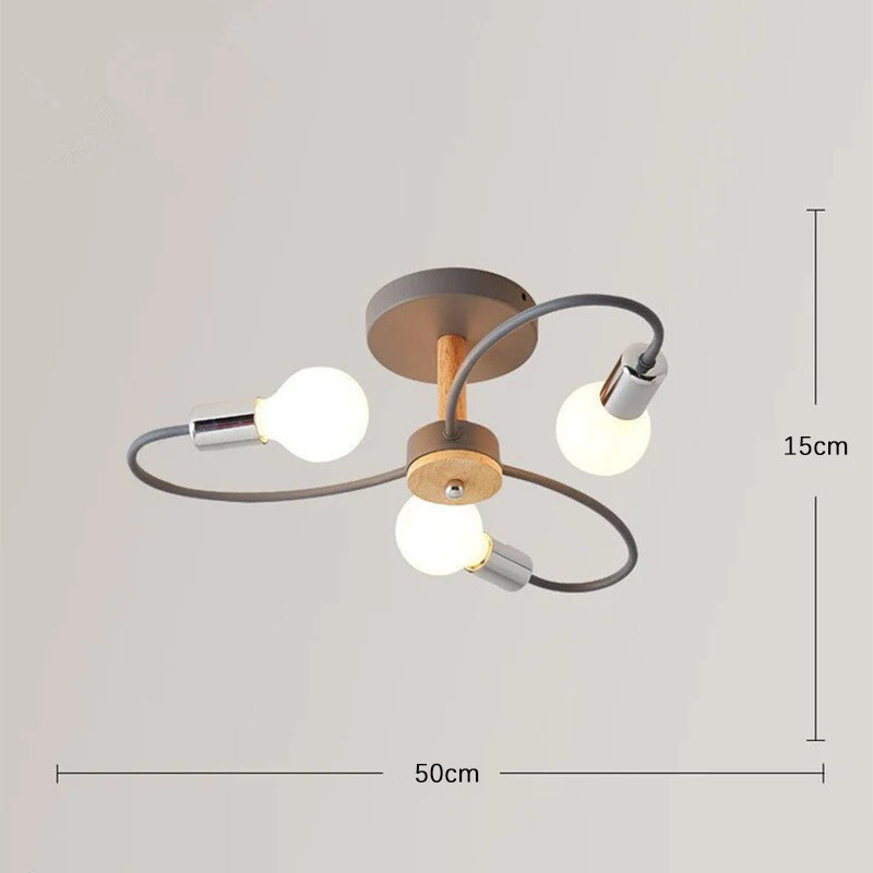 Aria Plafonnier Fleur Nordique, Metal/Verre, Vert/Gris, Chambre - Neutralighting