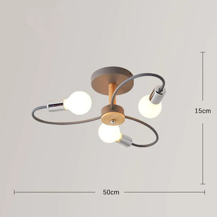 Aria Plafonnier Fleur Nordique, Metal/Verre, Vert/Gris, Chambre - Neutralighting