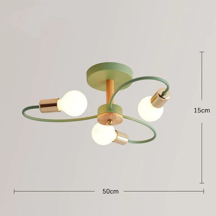 Aria Plafonnier Fleur Nordique, Metal/Verre, Vert/Gris, Chambre - Neutralighting