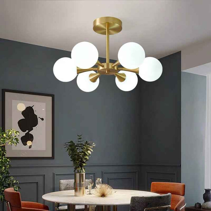 Valentina Suspension Boule Moderne, Laiton/Verre, Blanc/Claire, Salon - Neutralighting