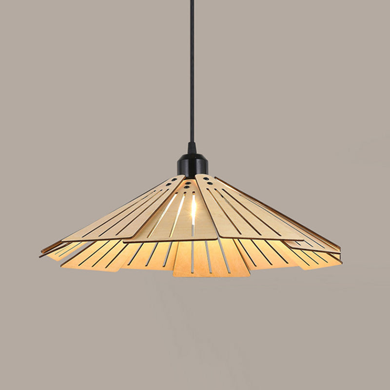 Muto Luminaires Suspension Rétro, Jaune/Brun, Métal &amp; Bois - Neutralighting