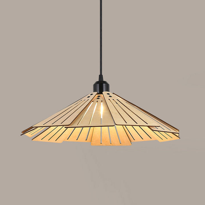 Muto Luminaires Suspension Rétro, Jaune/Brun, Métal &amp; Bois - Neutralighting