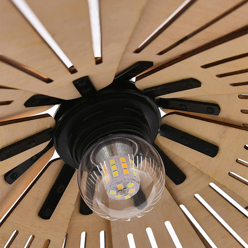 Muto Luminaires Suspension Rétro, Jaune/Brun, Métal &amp; Bois - Neutralighting