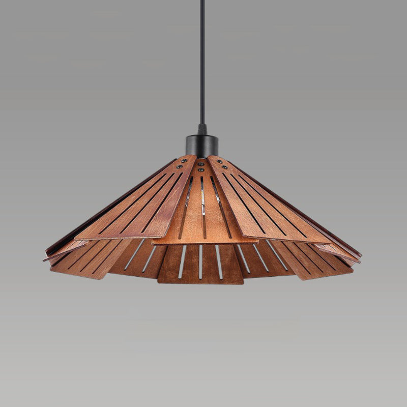 Muto Luminaires Suspension Rétro, Jaune/Brun, Métal &amp; Bois - Neutralighting