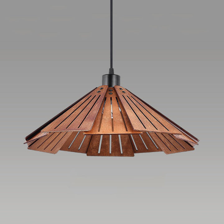 Muto Luminaires Suspension Rétro, Jaune/Brun, Métal &amp; Bois - Neutralighting