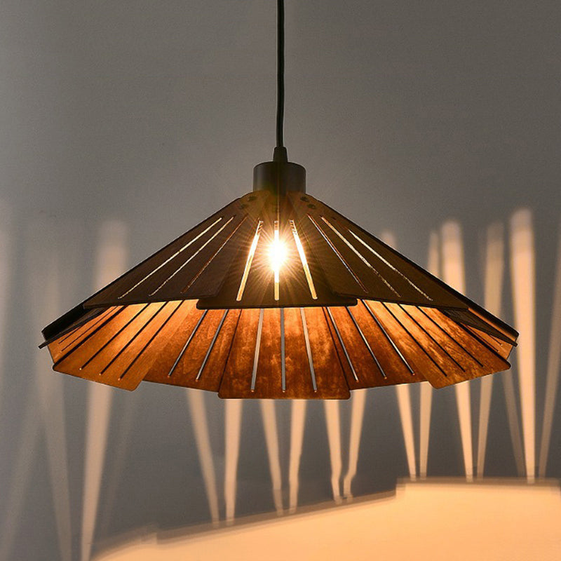 Muto Luminaires Suspension Rétro, Jaune/Brun, Métal &amp; Bois - Neutralighting