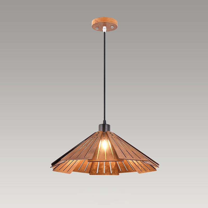 Muto Luminaires Suspension Rétro, Jaune/Brun, Métal &amp; Bois - Neutralighting