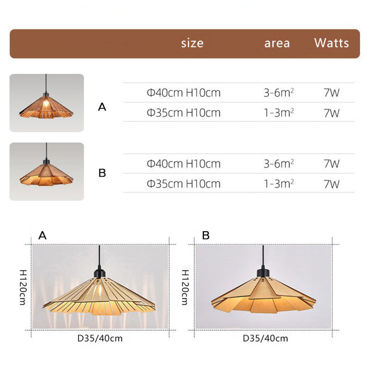 Muto Luminaires Suspension Rétro, Jaune/Brun, Métal &amp; Bois - Neutralighting