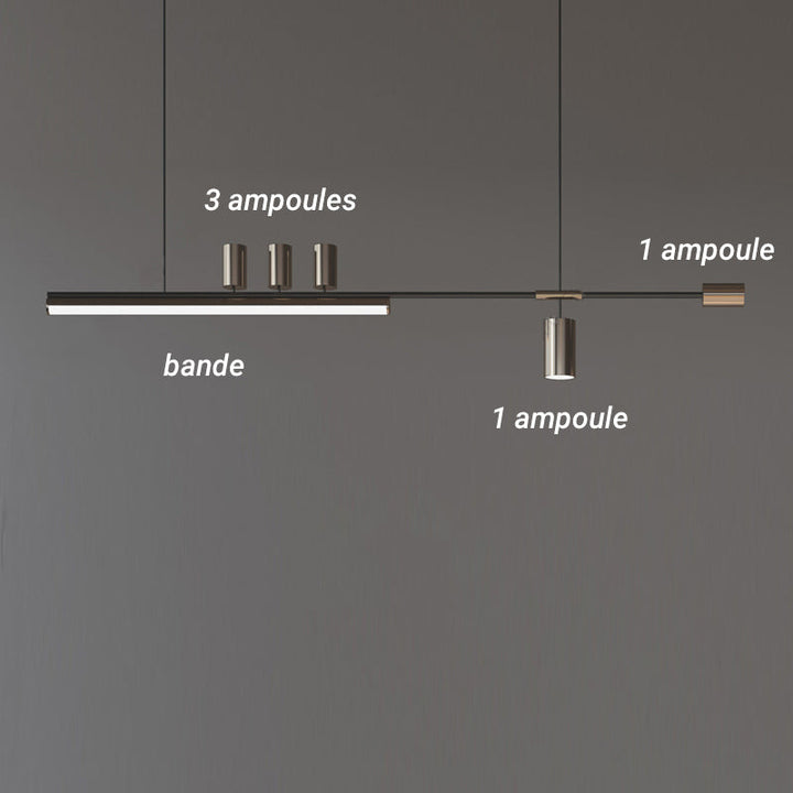 Ray Suspension Linéaire Moderne, Métal, Doré, Salon - Neutralighting