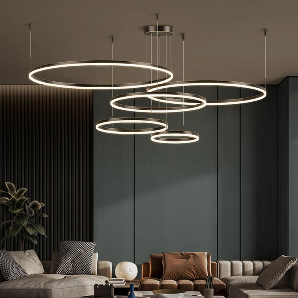 Remi Suspension Anneau Moderne Métal Noir/Doré/Café Salon - Neutralighting