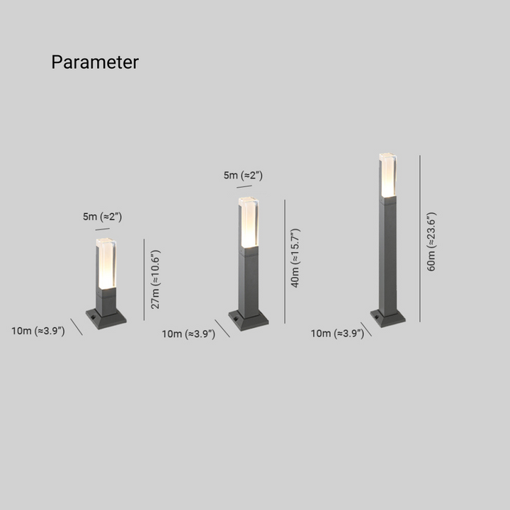 Ray Borne Extérieure Rectangulaire Minimalisme, Métal/Acrylique, Noir, Jardin - Neutralighting