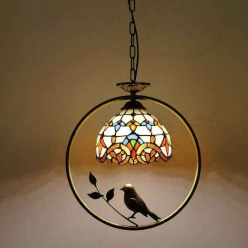 Tiffany Cottage Suspension Métal Verre Chambre À Coucher - Neutralighting