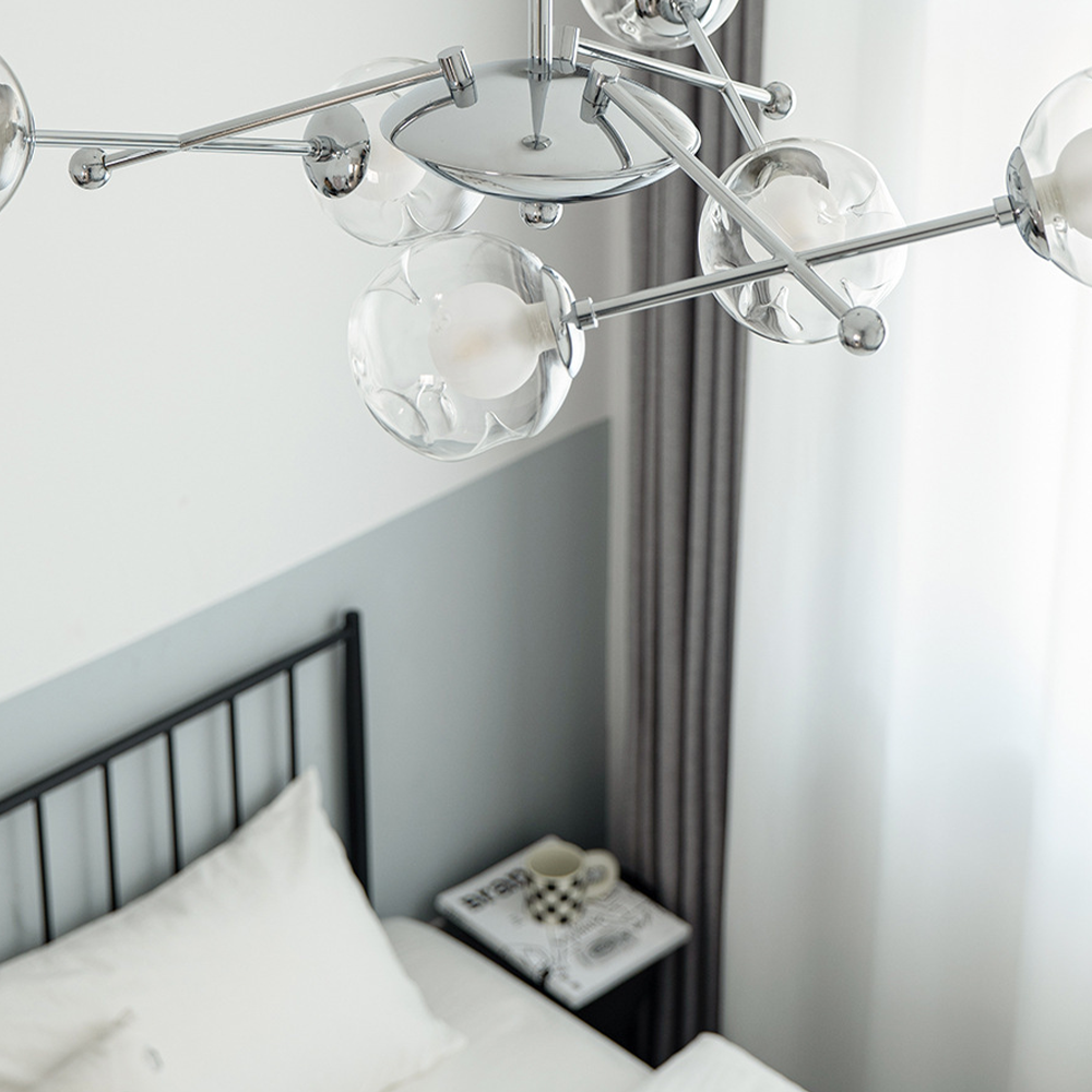 Valentina Lustre Bauhaus Nordique Argent Métal Verre Salon - Neutralighting