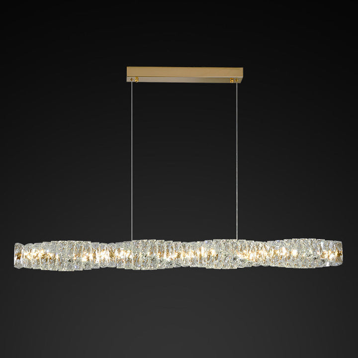 Kristy Suspension Linéaire Simple, Acier/Cristal, Or/Argent, Bar/Cuisine - Neutralighting