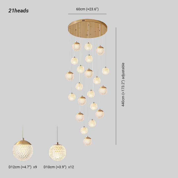 Arisha Luminaires Suspensions Multi/Bulle Moderne Métal/Acrylique Doré Chambre à Coucher - Neutralighting