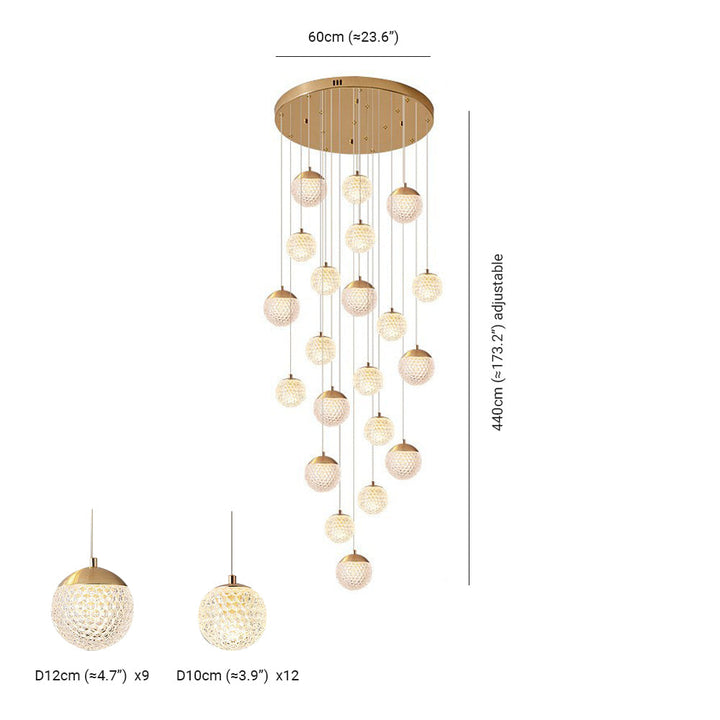Arisha Luminaires Suspensions Multi/Bulle Moderne Métal/Acrylique Doré Chambre à Coucher - Neutralighting