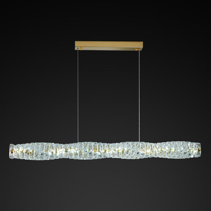 Kristy Suspension Linéaire Simple, Acier/Cristal, Or/Argent, Bar/Cuisine - Neutralighting