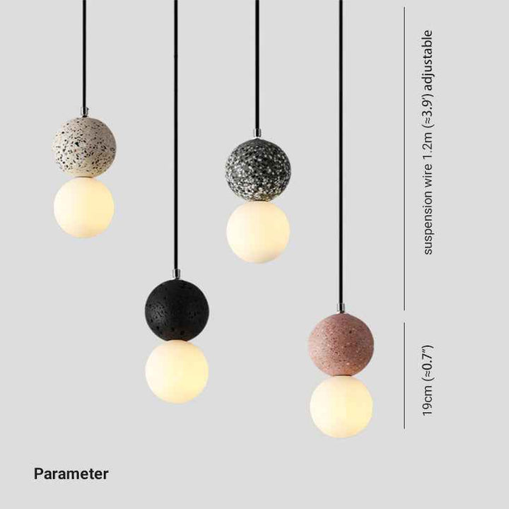 Kessie Luminaires Suspensions Globe Moderne Pierre/Verre Rose/Gris/Noir/Blanc Salon - Neutralighting