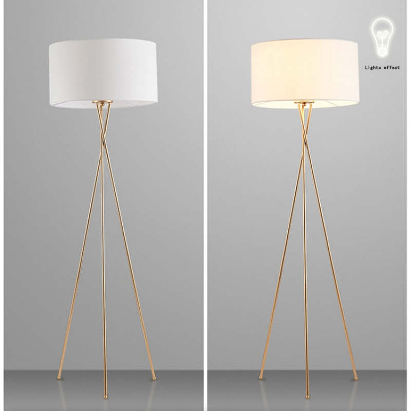 Mira Lampadaire/Lampe de Table Cylindre Moderne, Métal/Tissu, Blanc, Salon - Neutralighting
