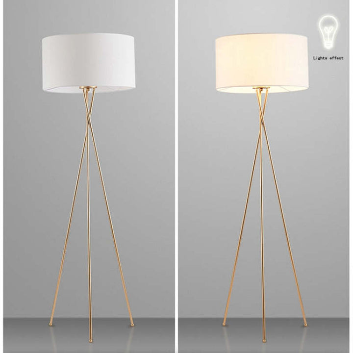Mira Lampadaire/Lampe de Table Cylindre Moderne, Métal/Tissu, Blanc, Salon - Neutralighting