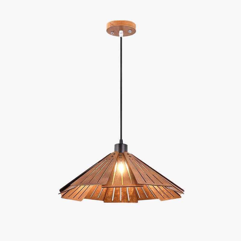 Muto Luminaires Suspension Rétro, Jaune/Brun, Métal &amp; Bois - Neutralighting
