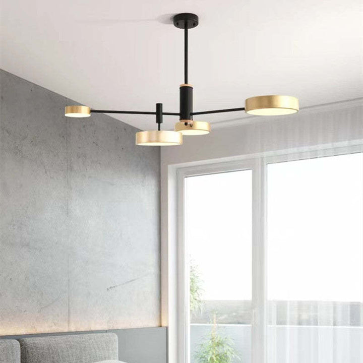 Arisha Suspension Ronde/Linéaire Moderne, Métal/Bois, Doré/Blanc/Gris, Salon - Neutralighting