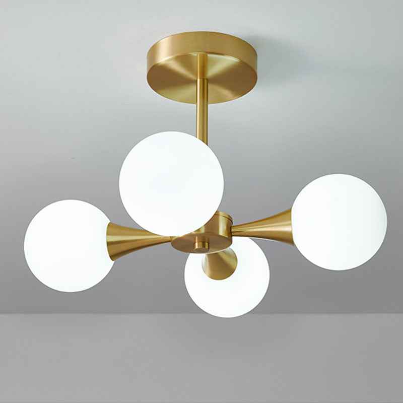 Valentina Suspension Boule Moderne, Laiton/Verre, Blanc/Claire, Salon - Neutralighting