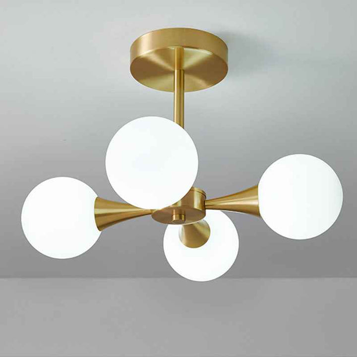 Valentina Suspension Boule Moderne, Laiton/Verre, Blanc/Claire, Salon - Neutralighting