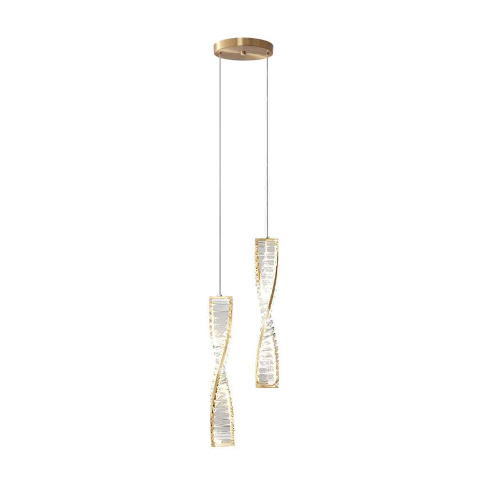 Kristy Suspension Carrée Moderne, Métal/Cristal, Noir/Or, Chambre à Coucher/Bar - Neutralighting