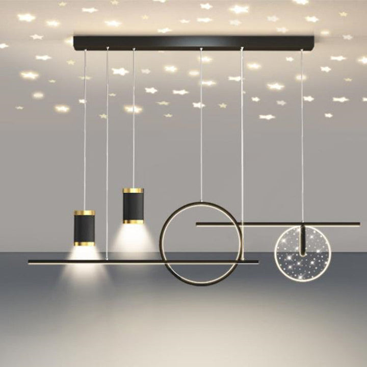 Arisha Luminaires Suspension Etoilé Moderne, Métal, Noir/Blanc/Or, Salon - Neutralighting