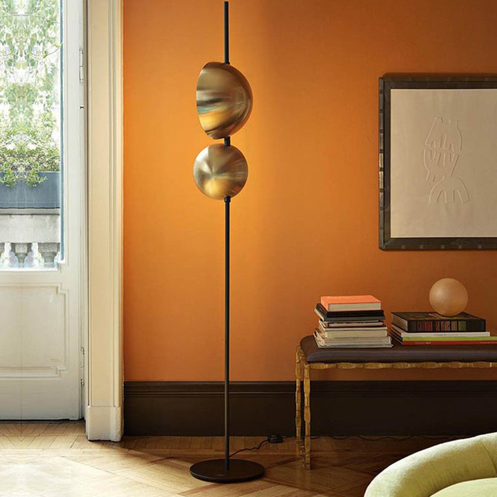 Mira Design Lampadaire Rond Moderne Métal Noir/Or Bureau/Chambre - Neutralighting