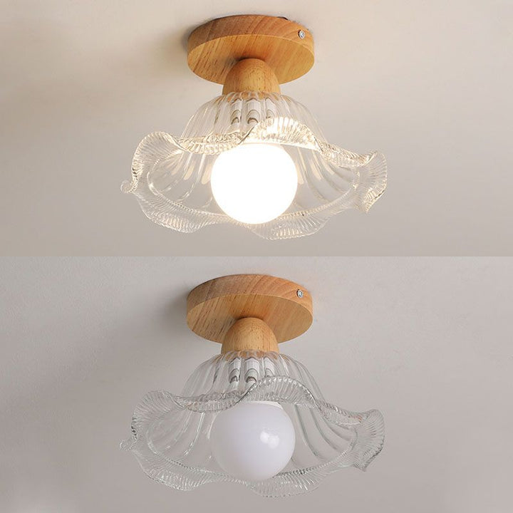 Arisha Moderne LED Plafonnier Dôme Bois Verre Salon Salle à Manger - Neutralighting