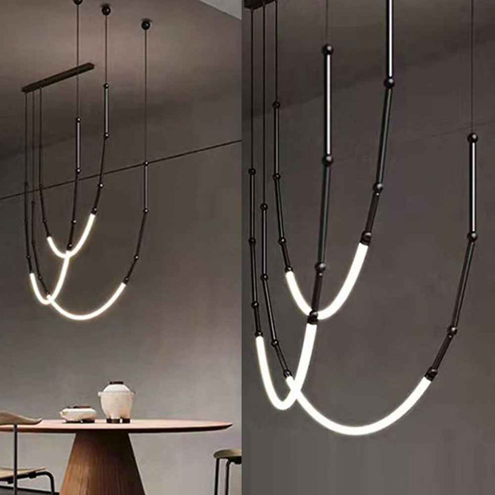 Ray Luminaires Suspensions de Manière Détournée Linéaire Silicium/Métal Noir/Blanc Salon/Chambre à Coucher - Neutralighting