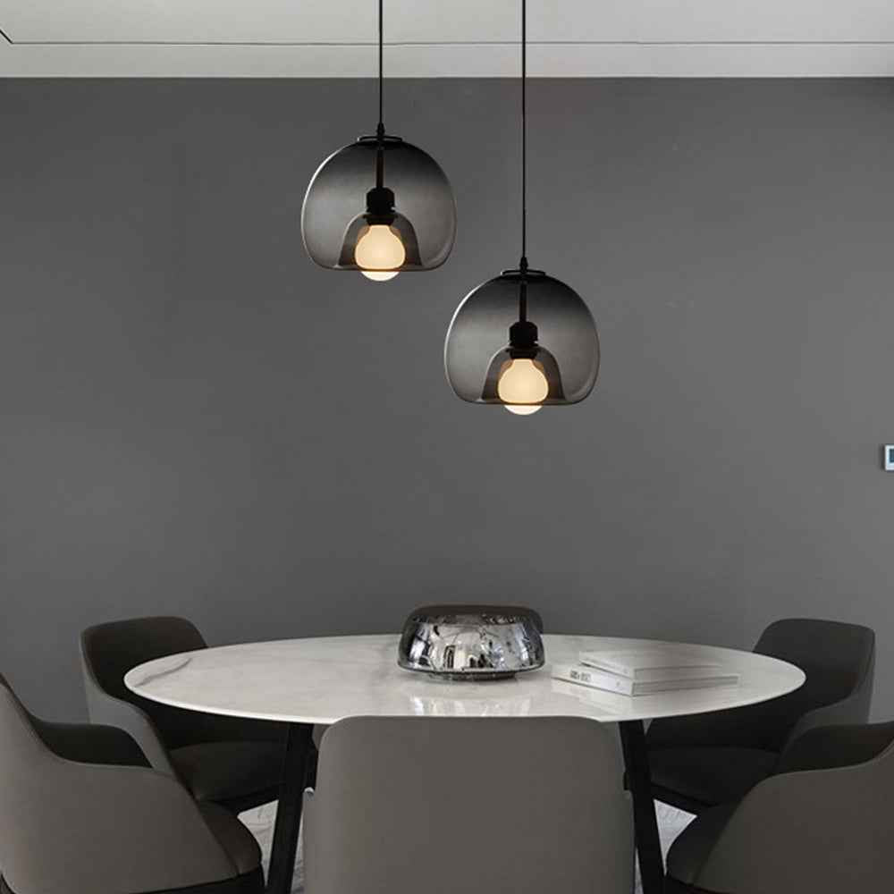 Valentina Luminaires Suspensions Globe Moderne LED Verre/Quincaillerie Ambre/Gris Fumé Salle à Manger/Salon - Neutralighting