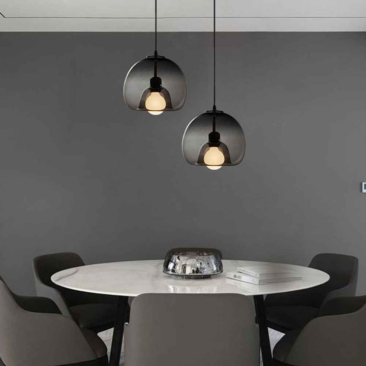Valentina Luminaires Suspensions Globe Moderne LED Verre/Quincaillerie Ambre/Gris Fumé Salle à Manger/Salon - Neutralighting