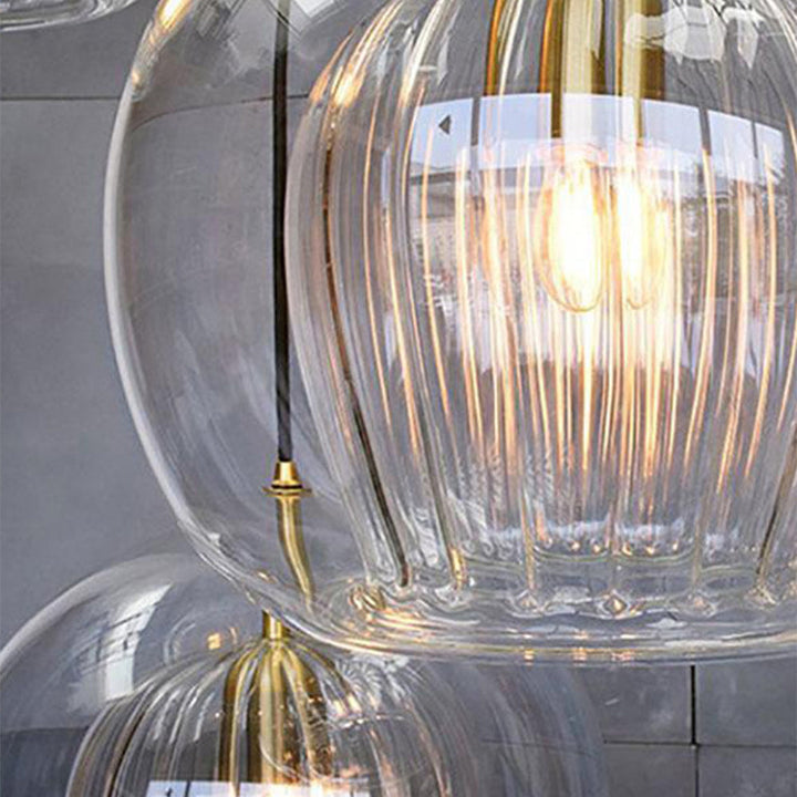 June Suspension Bulle Nordique Verre Transparent/Doré Salon/Chambre - Neutralighting