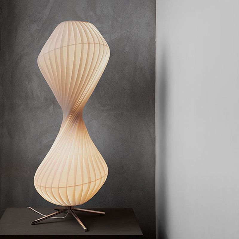 Ritta Lampadaire Plissé Moderne, Métal/Tissu, Blanc, Chambre - Neutralighting
