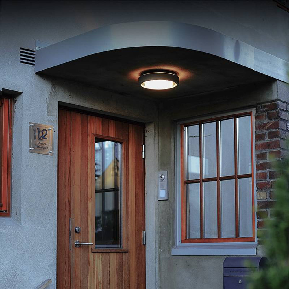 Ray Applique Extérieure/Plafonnier Rond Moderne, Métal, Noir, Cour/Jardin - Neutralighting