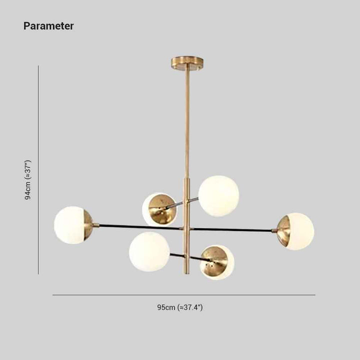 Valentina Globe LED Suspension Or Métal Verre Salon Chambre à Coucher - Neutralighting