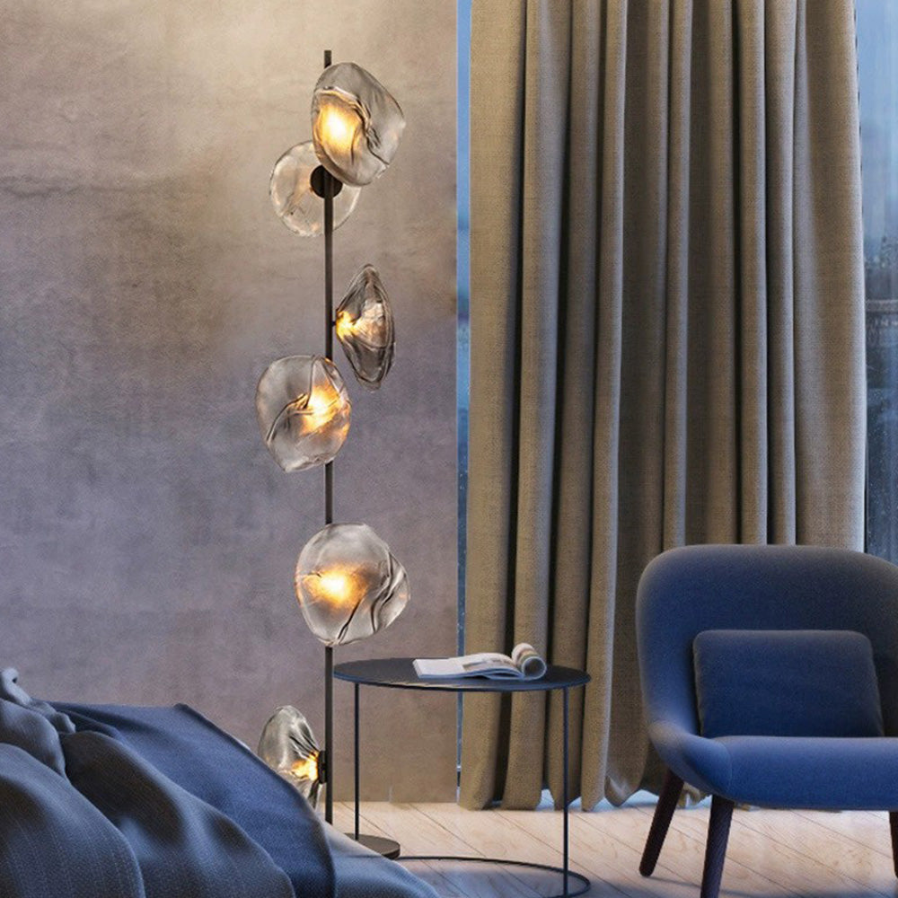Avi Design Lampadaire Fleur Nordique Métal/Verre Noir/Or/Gris Chambre/Salon - Neutralighting