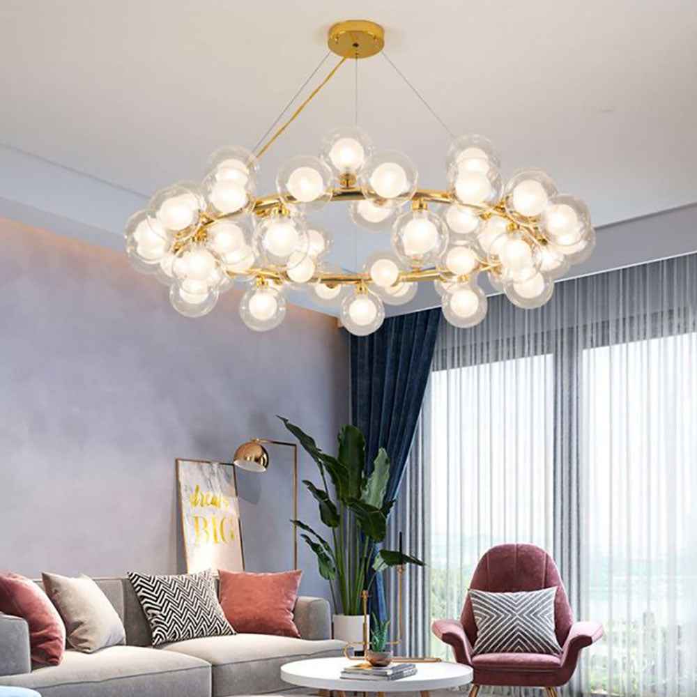 Valentina Luminaires Suspensions Design LED Art Deco Métal Verre Or Chambre à Coucher/Salon - Neutralighting