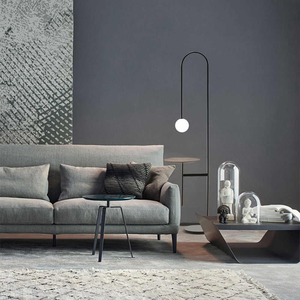 Valentina Design Avec Tableau Lampadaire Simple Métal/Marbre/Verre Noir Salon - Neutralighting