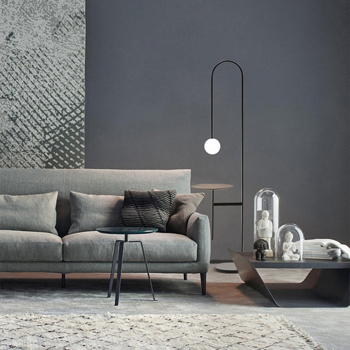 Valentina Design Avec Tableau Lampadaire Simple Métal/Marbre/Verre Noir Salon - Neutralighting