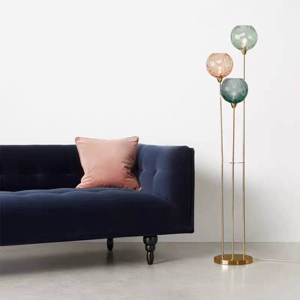 Valentina Lampadaire Boule Moderne, Métal/Verre Mat, Rouge-Gris/Orange-Bleu, Salon - Neutralighting