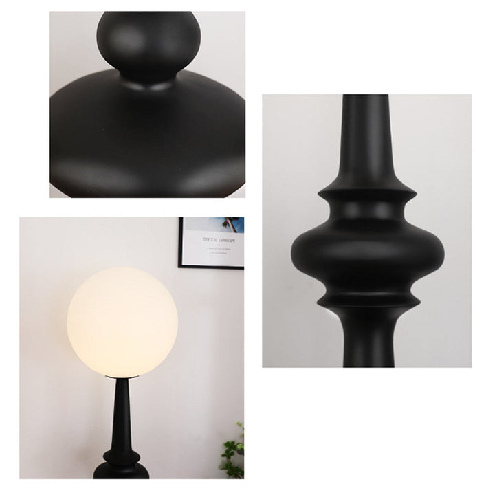 Mira Design Intérieur Lampadaire Colonne Vintage Résine/Verre Noir Salon/Chambre - Neutralighting