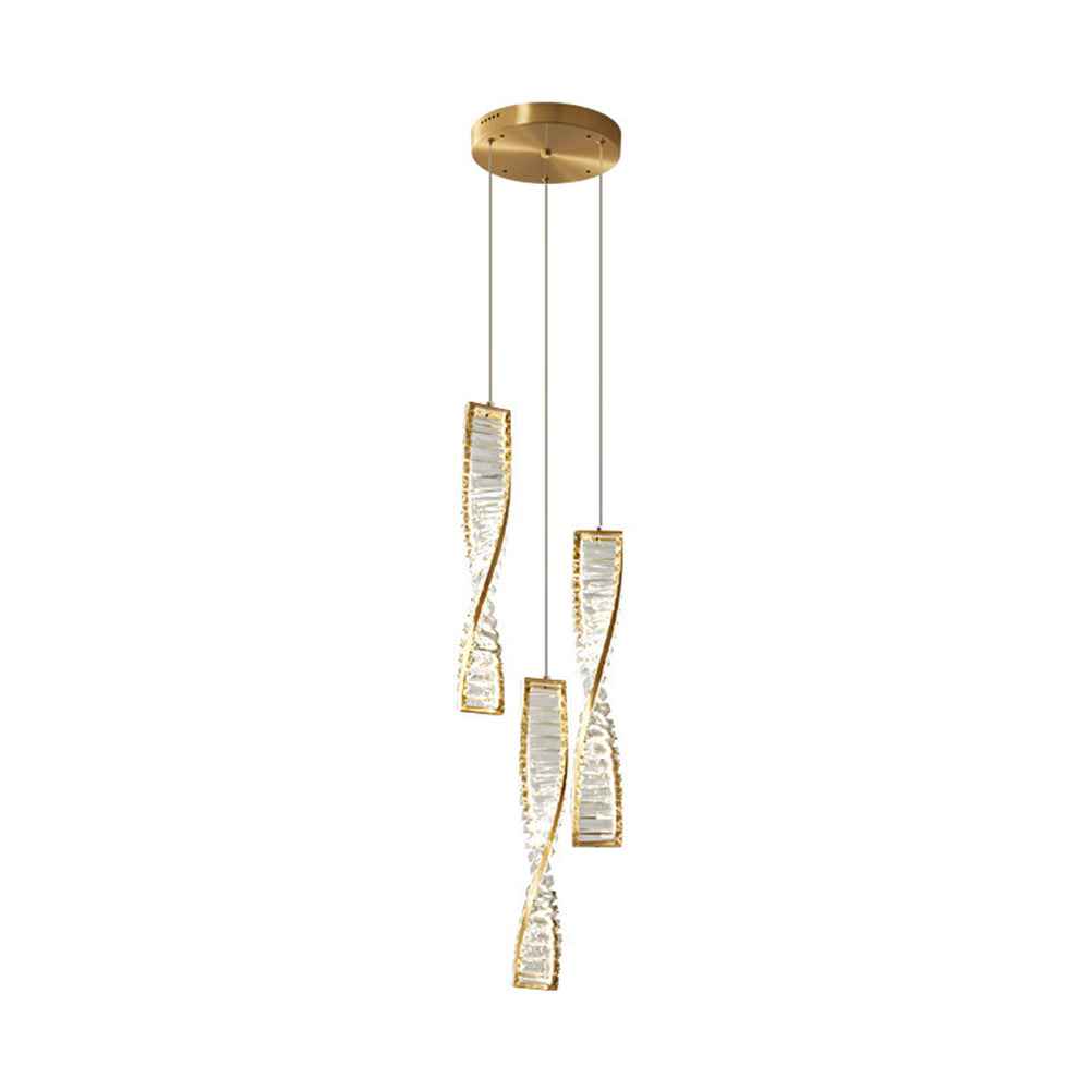 Kristy Suspension Carrée Moderne, Métal/Cristal, Noir/Or, Chambre à Coucher/Bar - Neutralighting