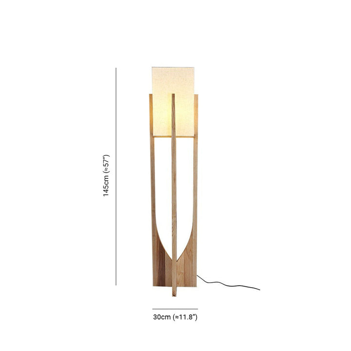 Muto Lampadaire Rectangulaire Naturel, Tissu, Bois, Salon/Bureau - Neutralighting